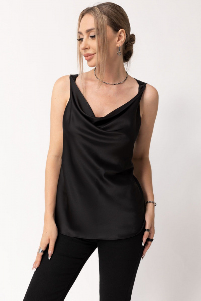 Топ деловой и нарядный из текстиля без рукавов Golden Valley 2331 черный - фото 1