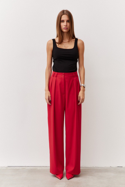 Классические брюки из текстиля для делового стиля Luitui R2069 красный - фото 1