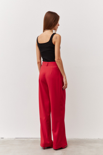 Классические брюки из текстиля для делового стиля Luitui R2069 красный - фото 3