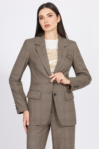 Бежевые брюки со стрелками из текстиля с эластиными волокнами Bazalini 4923 - фото 8