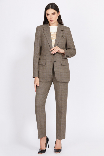 Бежевые брюки со стрелками из текстиля с эластиными волокнами Bazalini 4923 - фото 7