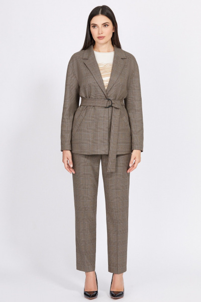 Бежевые брюки со стрелками из текстиля с эластиными волокнами Bazalini 4923 - фото 4