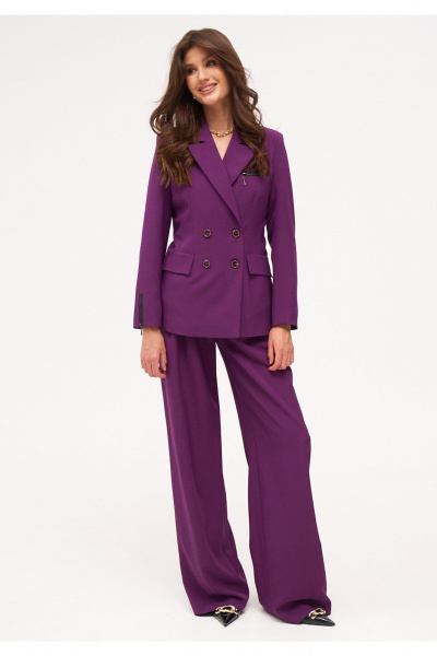 Демисезонный женский костюм 3-ка из текстиля фиолетовый KaVaRi 8042.1 фиолетовый - фото 5
