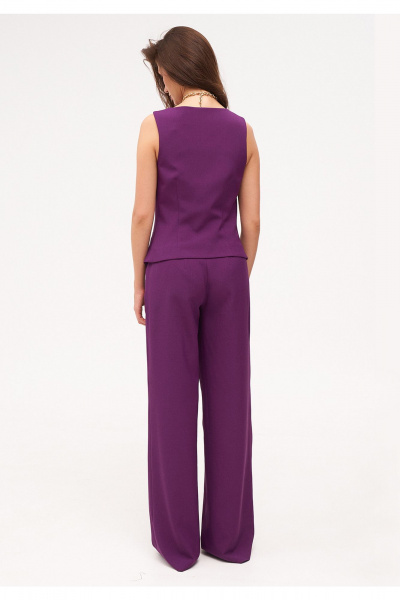 Демисезонный женский костюм 3-ка из текстиля фиолетовый KaVaRi 8042.1 фиолетовый - фото 3