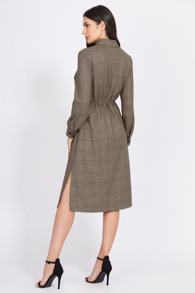 Платье-рубашка А-силуэт миди с карманами и кулиской Bazalini 4939 - фото 2