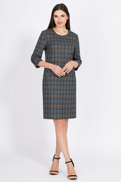 Платье-футляр с шлицей и клеткой для делового образа Bazalini 4959 - фото 1