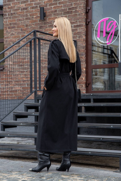 Черное демисезонное пальто двубортное из пальтовой ткани Azzara 3130Ч - фото 3