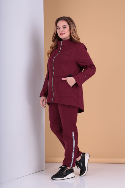 Брюки, жакет, футболка Tensi 273 винный - фото 2