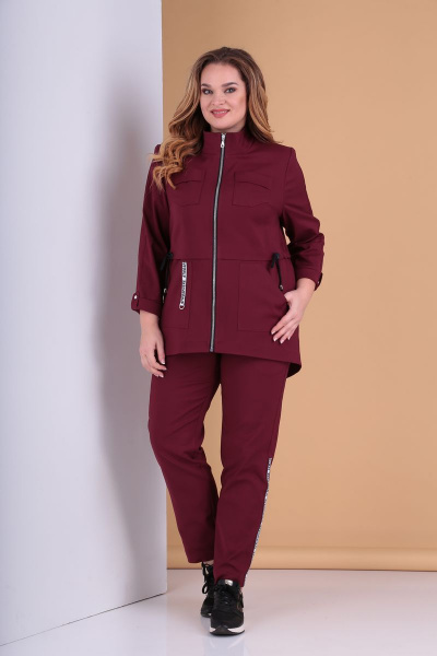 Брюки, жакет, футболка Tensi 273 винный - фото 1