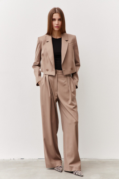 Классические брюки из текстиля для бизнес-костюма Luitui R2069 бежевый - фото 5