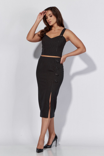 Облегающая женская юбка с разрезом и притачным ремнем Luna 184 тёмный_графит - фото 1