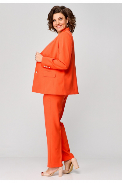 Деловой костюм 2-ка с удлиненным жакетом и классическими брюками БелЭльСтиль 866-2_99_22+596-2_79_22 оранжевый - фото 2