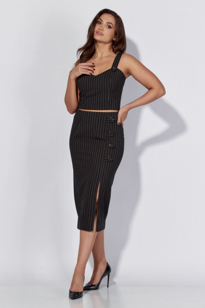 Женский облегающий топ из текстиля с широкими бретелями Luna 183 тёмный_графит - фото 4