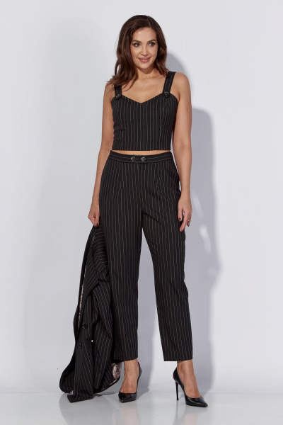 Женский облегающий топ из текстиля с широкими бретелями Luna 183 тёмный_графит - фото 3