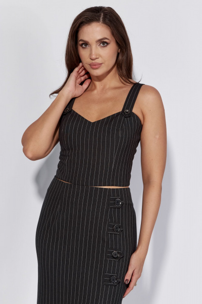 Женский облегающий топ из текстиля с широкими бретелями Luna 183 тёмный_графит - фото 1