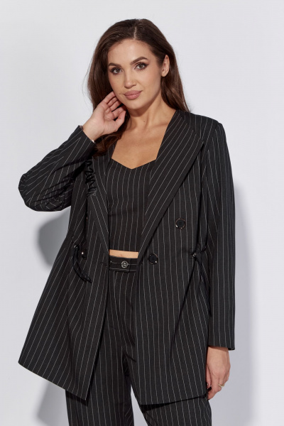 Классический костюм жакет и брюки с кулисой на талии Luna 182 тёмный_графит - фото 2