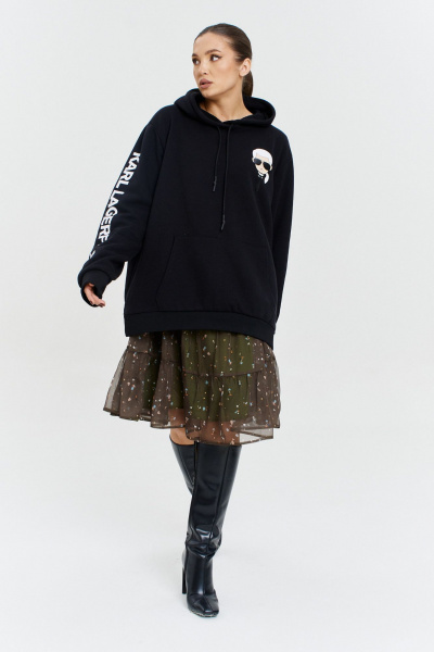 Стильное шифоновое платье с рукавом-воланом Anastasia 1110 олива - фото 12