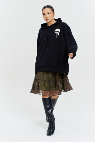 Стильное шифоновое платье с рукавом-воланом Anastasia 1110 олива - фото 11