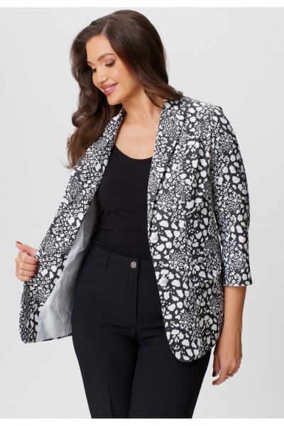 Жакет удлиненный с рельефами и карманами из джинсовой ткани БелЭльСтиль 203-2 83 22 камушки - фото 2