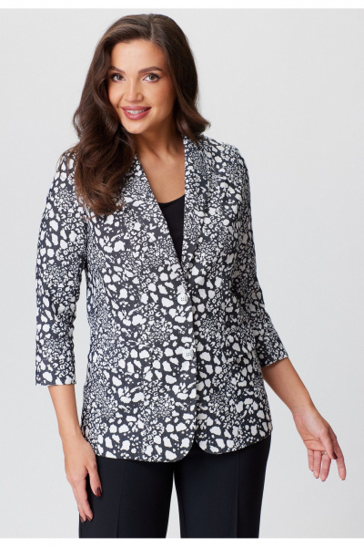 Жакет удлиненный с рельефами и карманами из джинсовой ткани БелЭльСтиль 203-2 83 22 камушки - фото 1