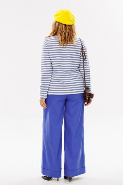 Комплект брюк и лонгслива из хлопкового трикотажа Michel chic 1392 голубой_полоска - фото 8