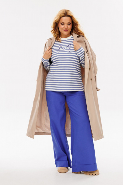 Комплект брюк и лонгслива из хлопкового трикотажа Michel chic 1392 голубой_полоска - фото 7