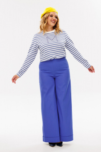 Комплект брюк и лонгслива из хлопкового трикотажа Michel chic 1392 голубой_полоска - фото 6