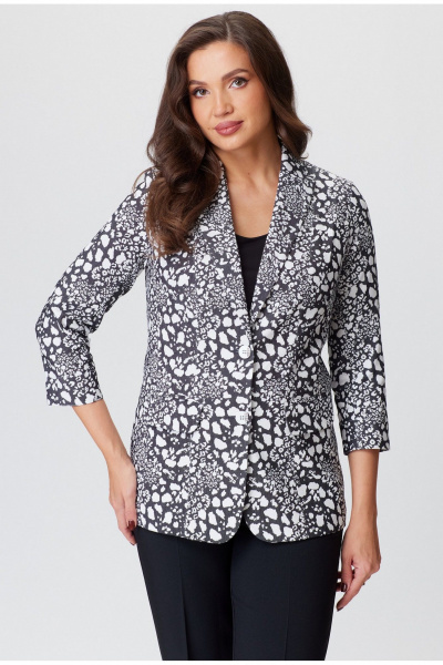 Деловой двойка жакет из хлопковой ткани и классические брюки БелЭльСтиль 203-2_83_22+596-2_79_22 камушки+черный - фото 4