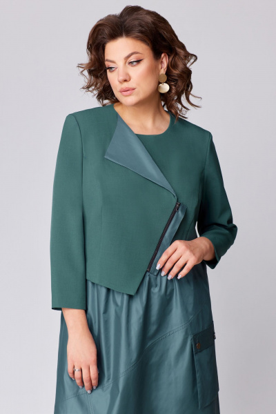 А-образное платье с имитацией косухи и сборкой Мишель стиль 1209 полынь - фото 9