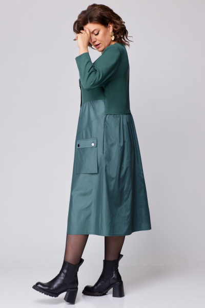 А-образное платье с имитацией косухи и сборкой Мишель стиль 1209 полынь - фото 6