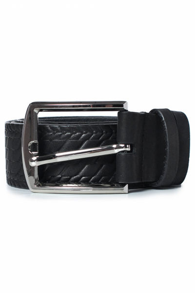 Классический кожаный ремень с тиснением и пряжкой Galanteya 5423.23с161к45 2р черный - фото 1