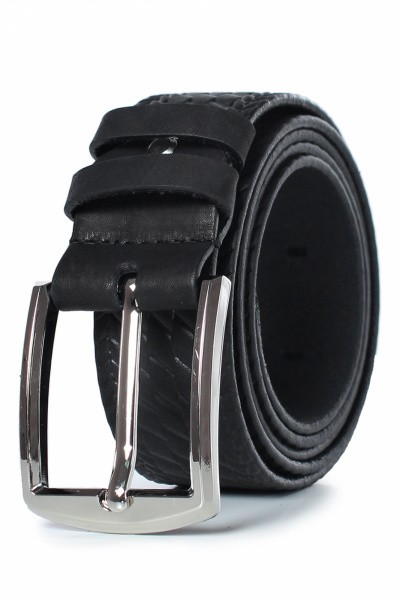 Классический кожаный ремень с тиснением и пряжкой Galanteya 5423.23с161к45 2р черный - фото 2