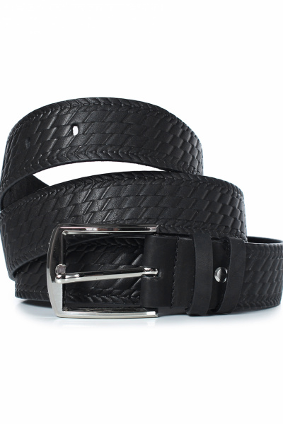 Классический кожаный ремень с тиснением и пряжкой Galanteya 5423.23с161к45 2р черный - фото 3