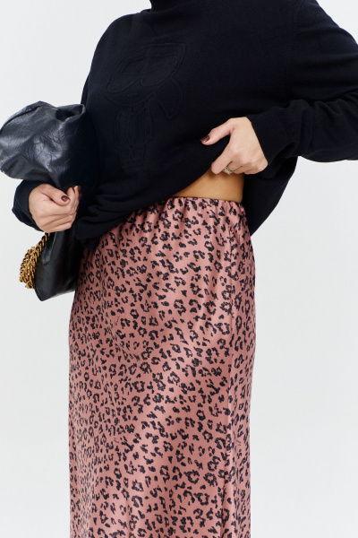 Атласная юбка-миди с резинкой и трапециевидный силуэт Anastasia 1151 розовое_золото - фото 7