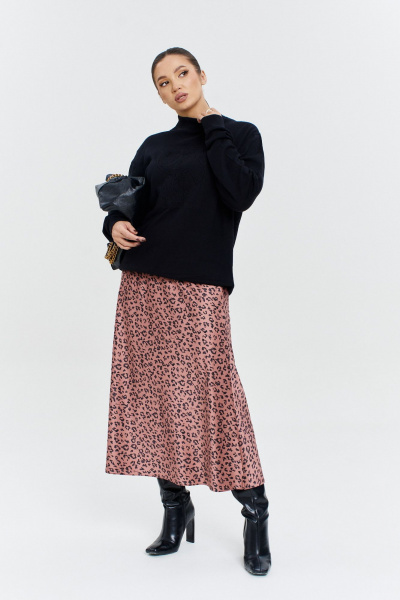 Атласная юбка-миди с резинкой и трапециевидный силуэт Anastasia 1151 розовое_золото - фото 5