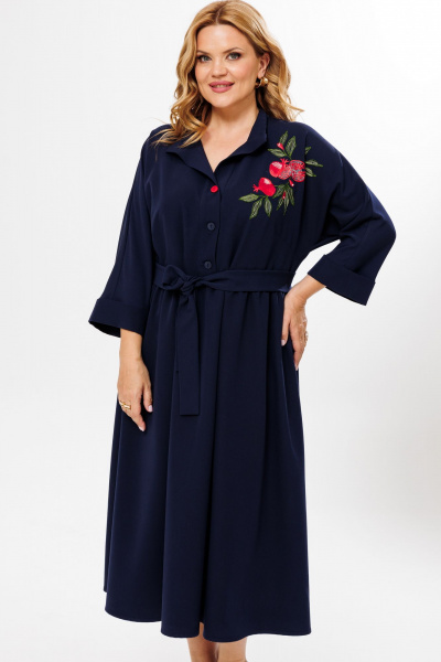 Нарядное макси платье с вышивкой и карманами BRELA 2354.1 темно-синий - фото 9