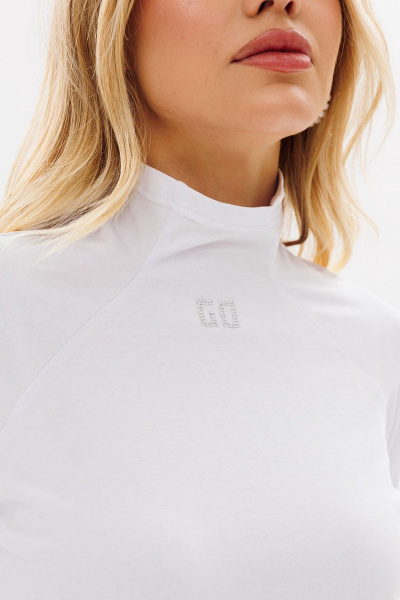 Круглогодичная белая трикотажная водолазка с рукавом-реглан GO F1020/01-01. 164-170 - фото 2