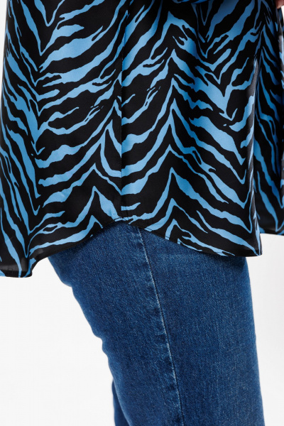 Демисезонная синяя блузка из шифона с завязками BRELA 2373.1 принт_зебра - фото 6