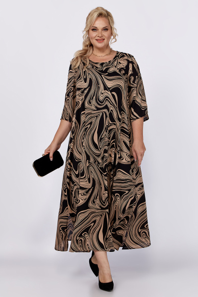 Демисезонное платье из шифона с поясом и разрезами Algranda А3985-7 - фото 1