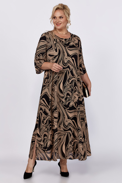 Демисезонное платье из шифона с поясом и разрезами Algranda А3985-7 - фото 2