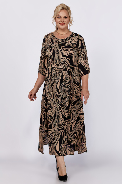 Демисезонное платье из шифона с поясом и разрезами Algranda А3985-7 - фото 8
