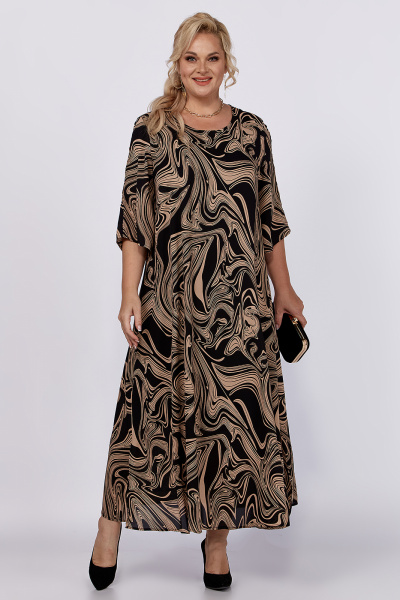 Демисезонное платье из шифона с поясом и разрезами Algranda А3985-7 - фото 10