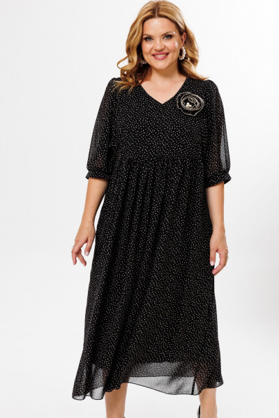 Платье в горошек с сборкой по переду и рукавом летучая мышь BRELA 2351.1 горошек - фото 8