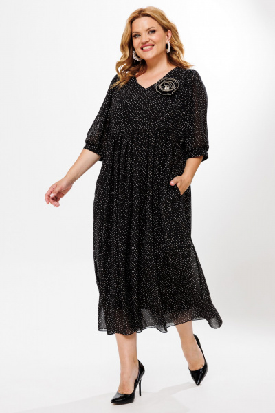 Платье в горошек с сборкой по переду и рукавом летучая мышь BRELA 2351.1 горошек - фото 3