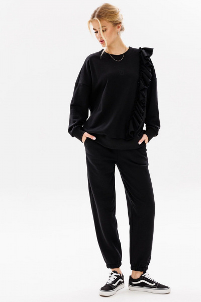 Костюм 2-ка из трикотажа с воланом и логотипом в стиле кэжуал GO F3043/40-02.164-170 - фото 5