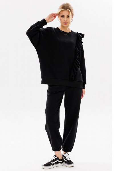 Костюм 2-ка из трикотажа с воланом и логотипом в стиле кэжуал GO F3043/40-02.164-170 - фото 1