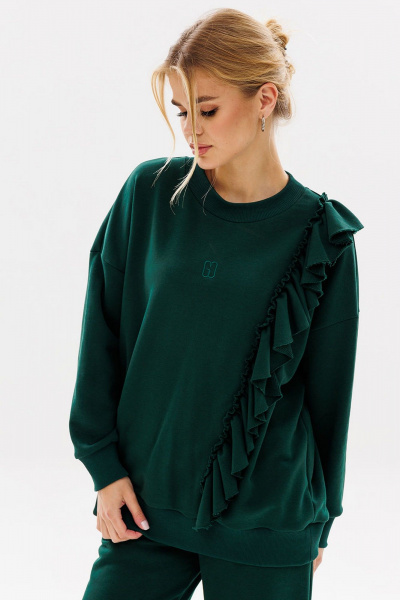 Костюм из трикотажа с воланом и логотипом в стиле спорт-шик GO F3043/25-02.170-176 - фото 3