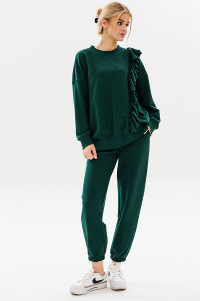 Костюм из трикотажа с воланом и логотипом в стиле спорт-шик GO F3043/25-02.164-170 - фото 1