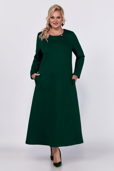 Длинное платье из трикотажа больших размеров с прорезными карманами Algranda А4010 - фото 1