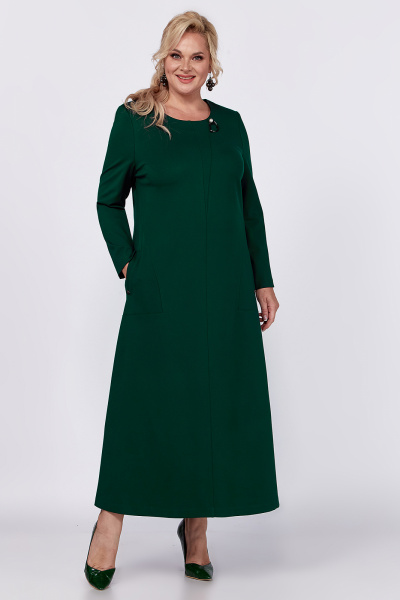 Длинное платье из трикотажа больших размеров с прорезными карманами Algranda А4010 - фото 4